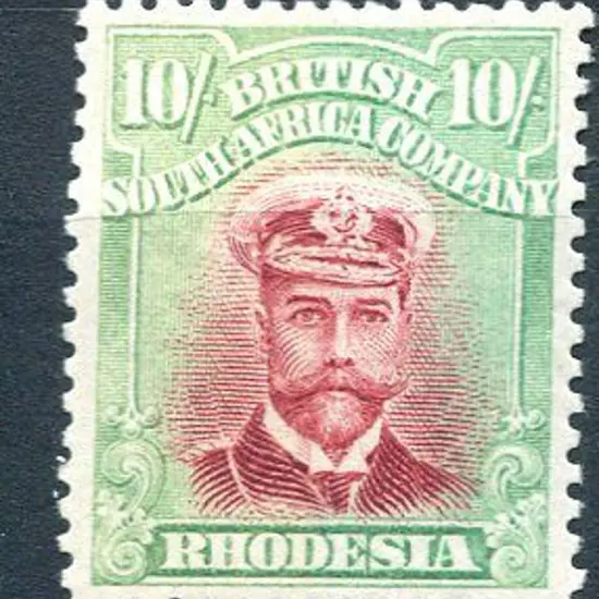 Rhodesia 1913/19 10/- deep rose & light green, Die ...