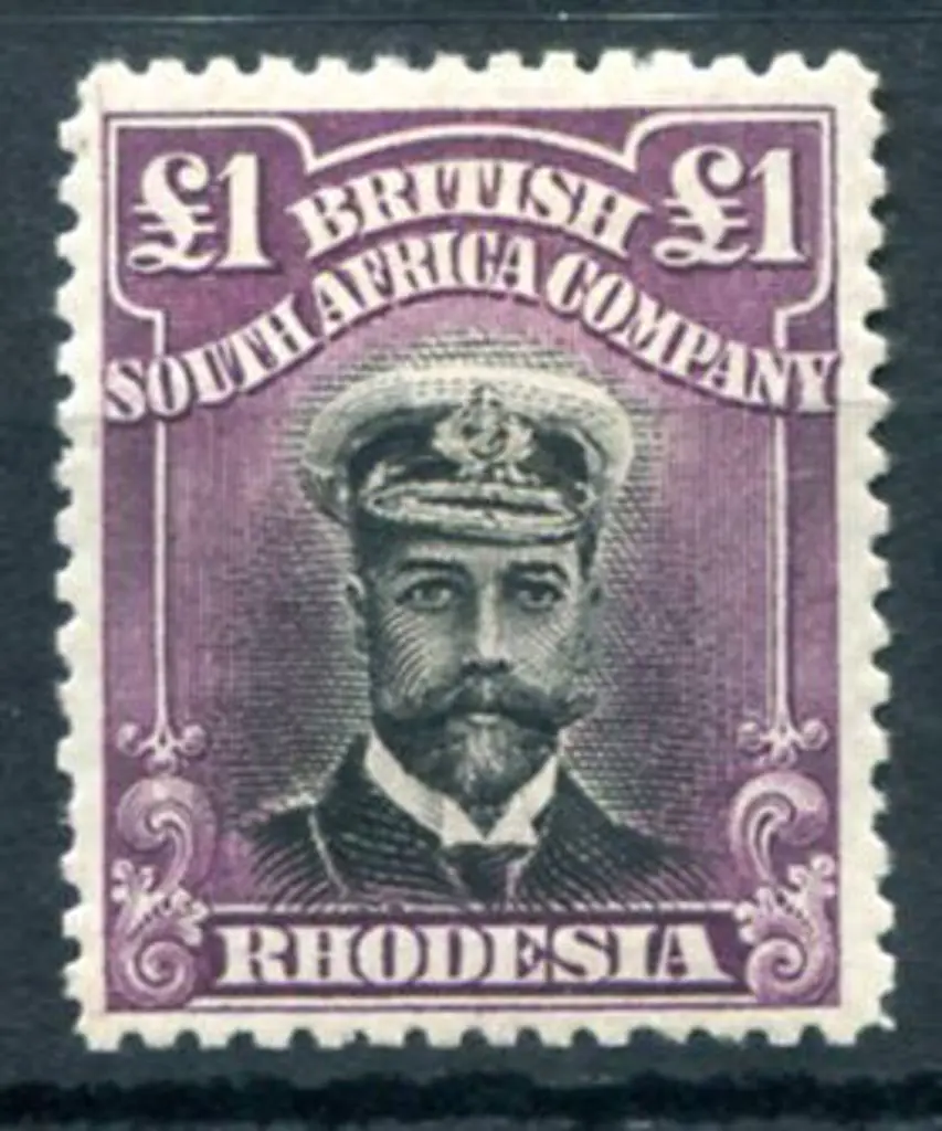Rhodesia 1913/19 £1 black & reddish purple, perf ... Image 1++
