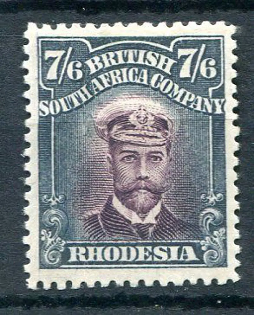 Rhodesia 1922/24 7/6d brown purple & slate, Die ... Image 1++