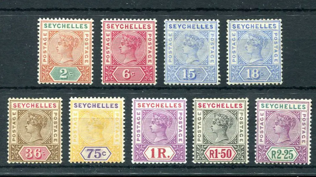 Seychelles 1897/1900 QV changed colours set to ... Image 1++