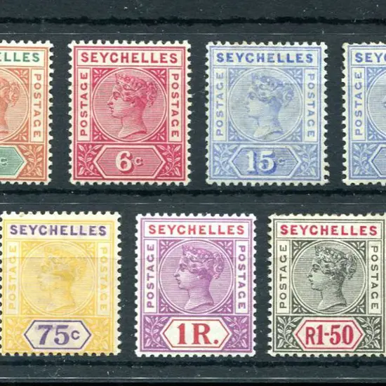 Seychelles 1897/1900 QV changed colours set to ...