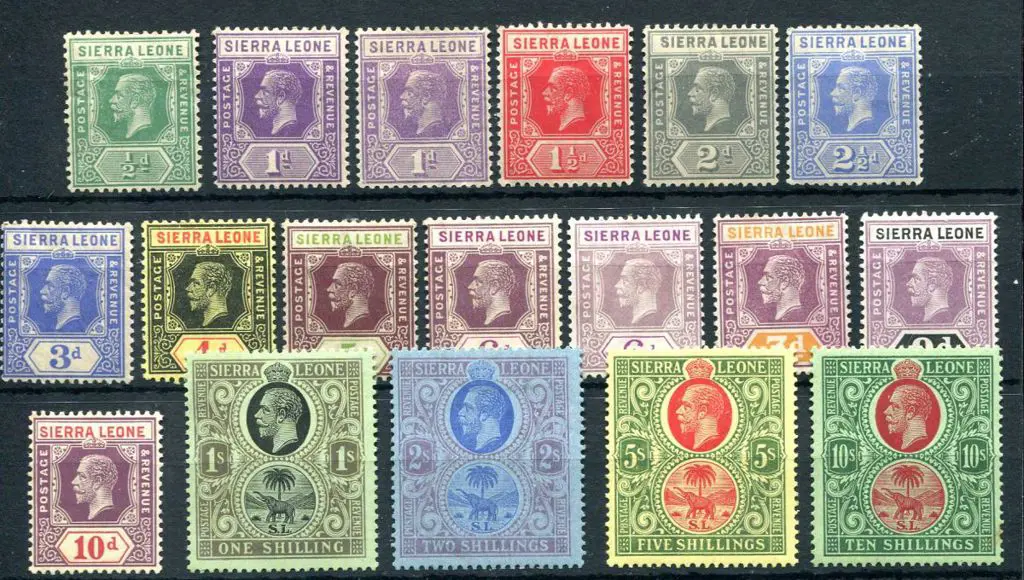 Sierra Leone 1921/27 ½d to 10/- KGV script wmk ... Image 1++