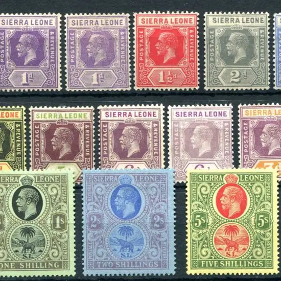 Sierra Leone 1921/27 ½d to 10/- KGV script wmk ...