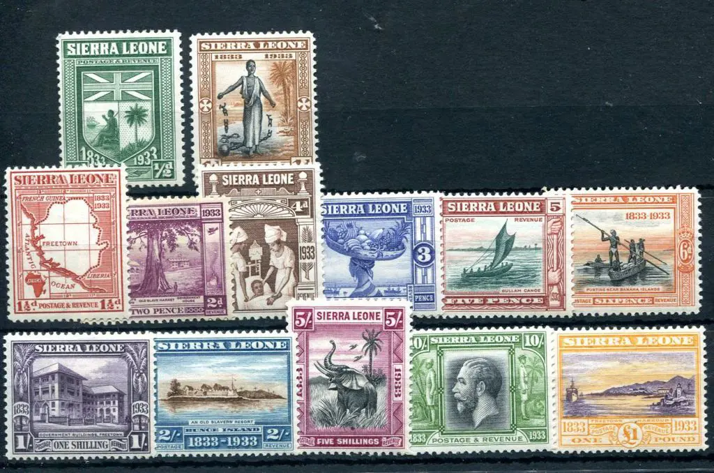 Sierra Leone 1933 Centenary set of 13 to £1. ... Image 1++