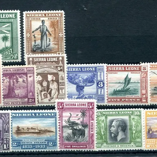 Sierra Leone 1933 Centenary set of 13 to £1. ...