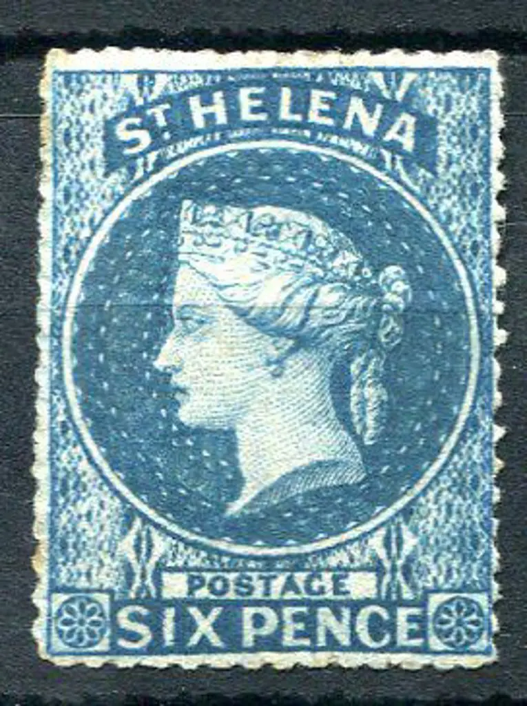 St Helena 1861 6d blue, rough perf 14 to 16. MH ... Image 1++