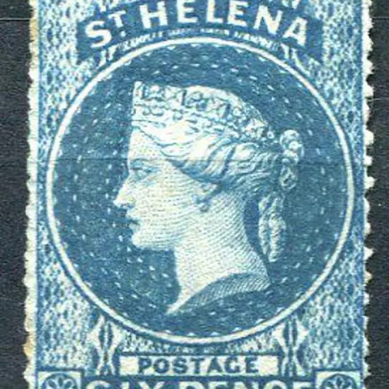 St Helena 1861 6d blue, rough perf 14 to 16. MH ...