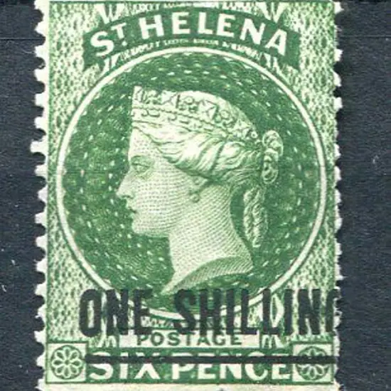St Helena 1864/80 1/- deep yellow-green ovpt with ...