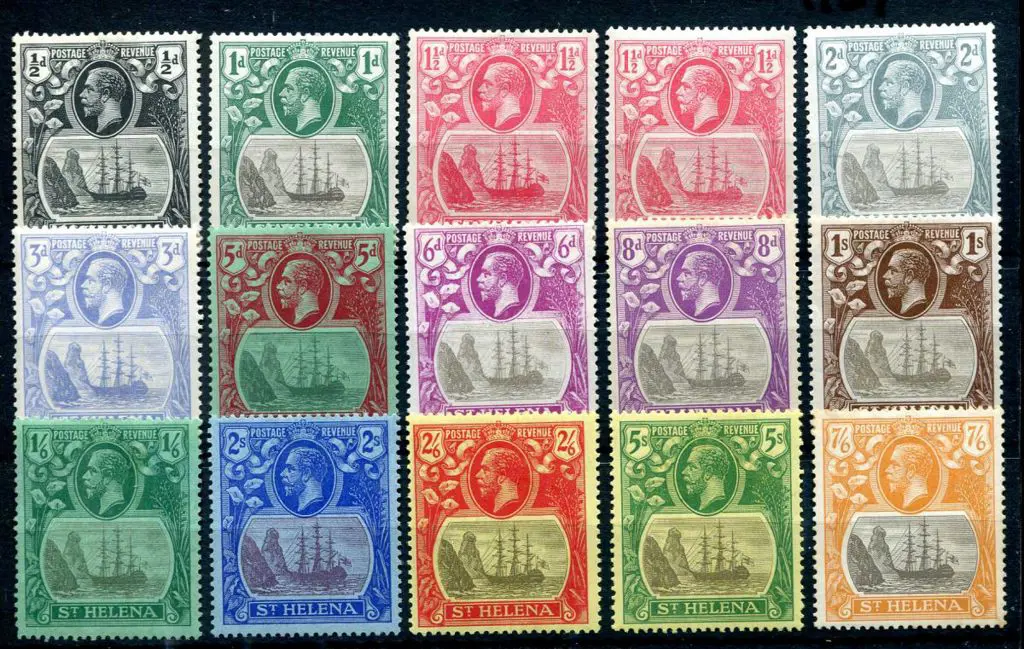 St Helena 1922/37 KGV Badge script wmk set ... Image 1++