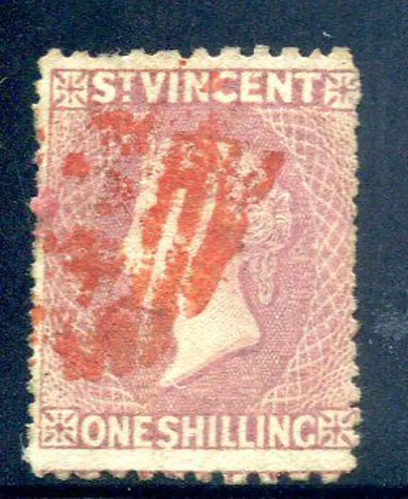 St Vincent 1873 1/- lilac rose, perf. 11x15. Used ... Image 1++