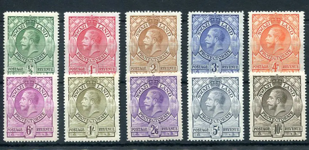 Swaziland 1933 KGV set to 10/-. 10/- with even gum ... Image 1++