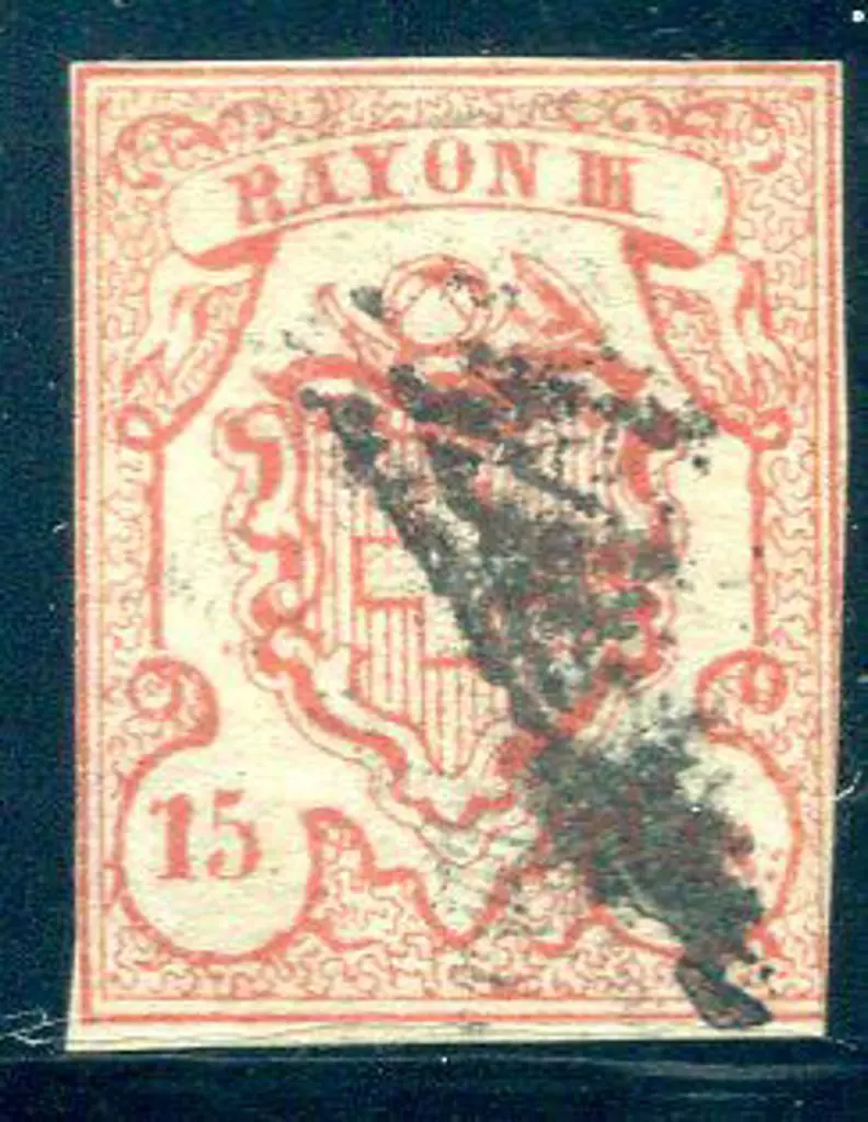 Switzerland 1852 15c vermilion imperf with close ... Image 1++