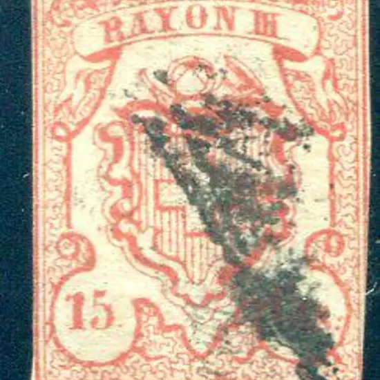 Switzerland 1852 15c vermilion imperf with close ...