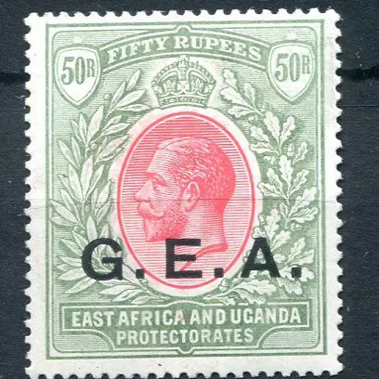 Tanganyika 1917/21 "G.E.A." ovpt on 50r carmine & ...