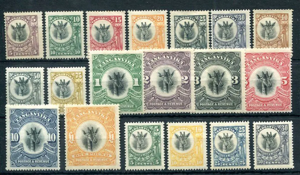 Tanganyika 1922/24 & 1925 Giraffe in changed ... Image 1++