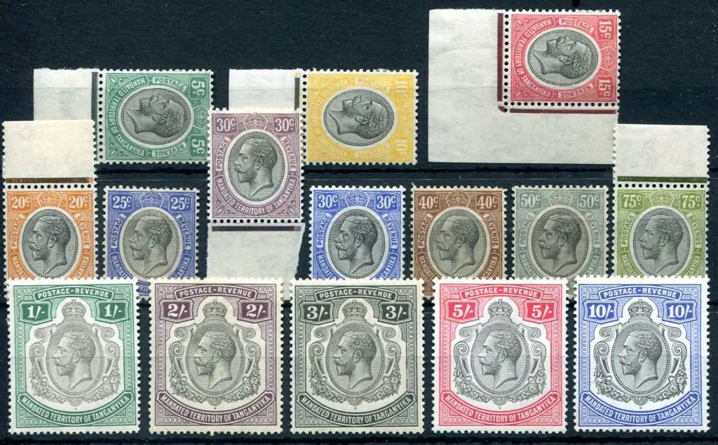 Tanganyika 1927/31 KGV heads to 10/-, latter with ... Image 1++