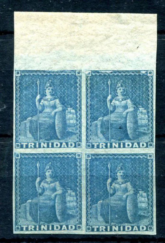 Thailand 1851/55 1d deep blue in top imperf ... Image 1++