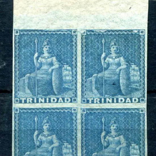 Thailand 1851/55 1d deep blue in top imperf ...