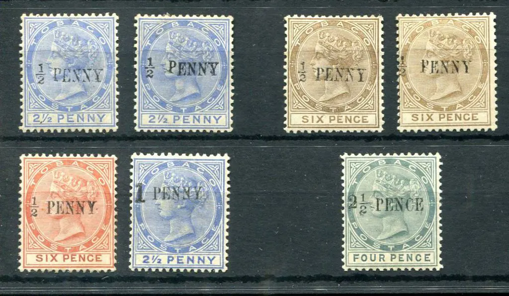 Trinidad & Tobago 1886/89 Tobago surcharges incl ... Image 1++