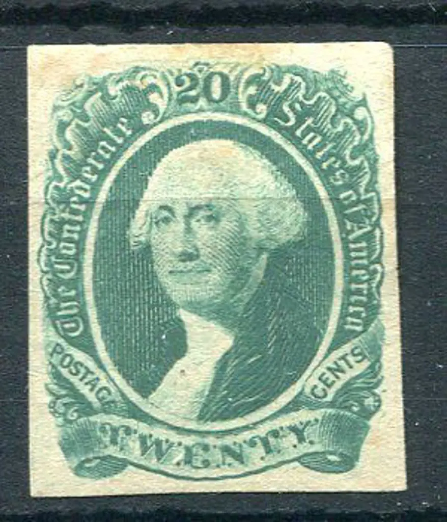 USA 1863 Confederate States 20¢ green Washington ... Image 1++
