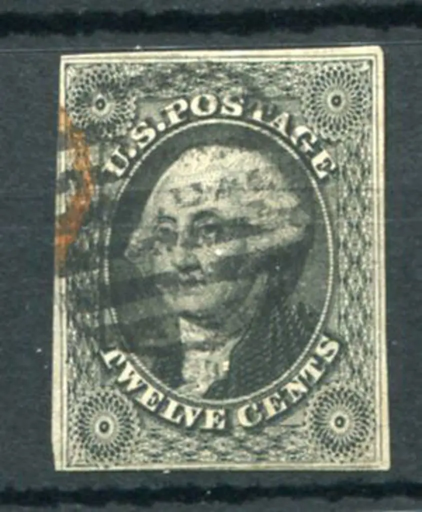 USA 1851/57 12¢ black. Fine used by barred ... Image 1++