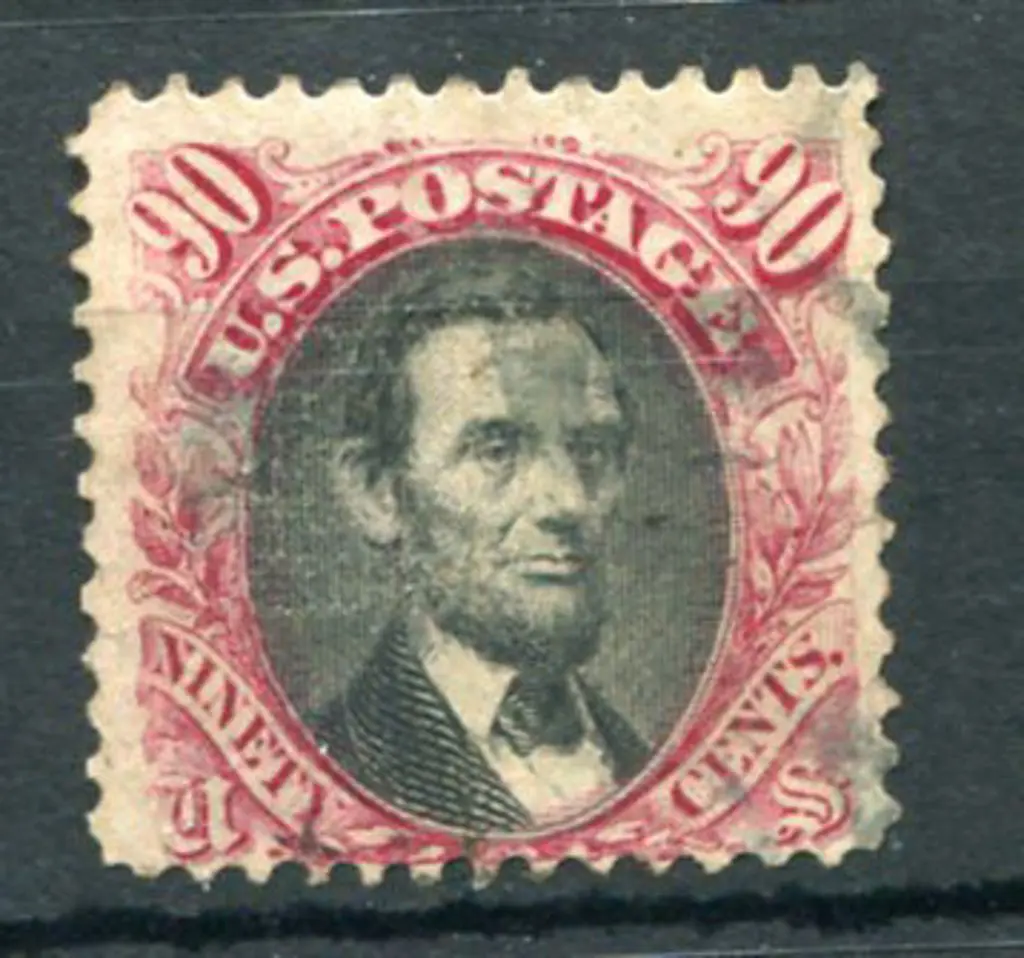 USA 1869 90¢ Lincoln. Centred low with grill & ... Image 1++