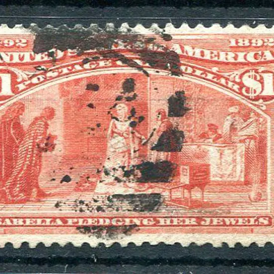 USA 1893 $1 Columbus in dark salmon shade. Used ...