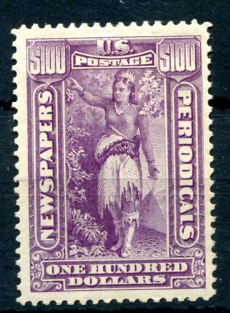 USA 1895/97 $100 violet Newspaper stamp. Fresh ... Image 1++