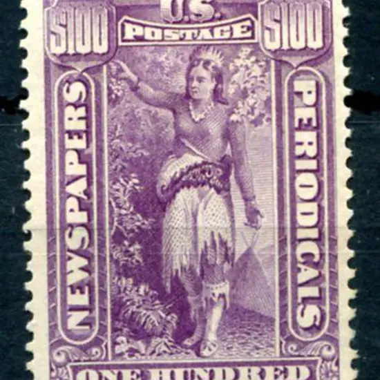 USA 1895/97 $100 violet Newspaper stamp. Fresh ...