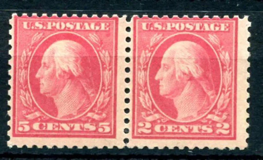 USA 1917/20 5¢ carmine-rose error in se-tenant ... Image 1++