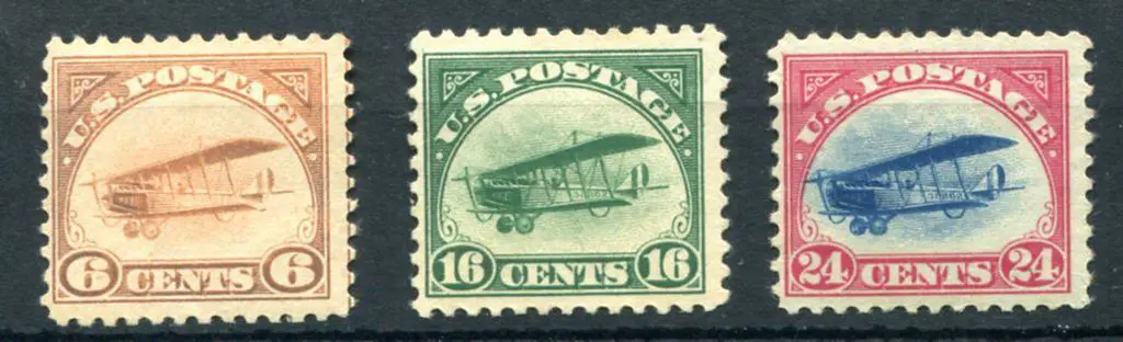 USA 1918 Airmail set of 3. MVLH, the 6¢ showing ... Image 1++