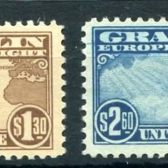 USA 1930 $1.30 brown & $2.60 blue Zeppelins ...