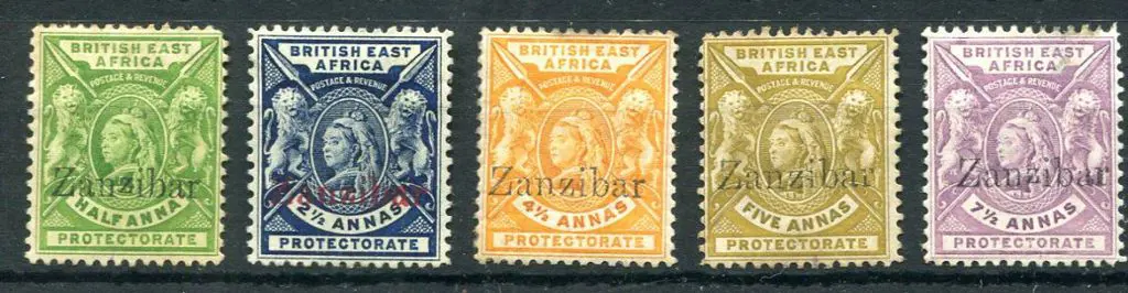 Zanzibar 1896 ½a, 2½a to 7½a "Zanzibar" ovpts on ... Image 1++