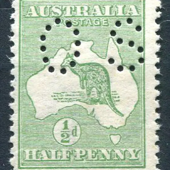 ½d green perfined small "OS". MUH, centred ...