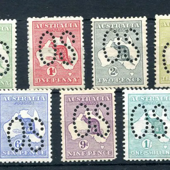 ½d to 2/- set all perfined large "OS". ½d, 1d, 3d ...