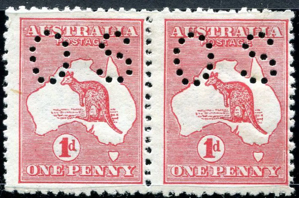 1d red Die IIA perfined "OS" MLH horiz pair with ... Image 1++