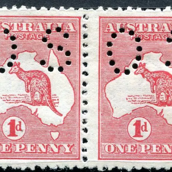 1d red Die IIA perfined "OS" MLH horiz pair with ...
