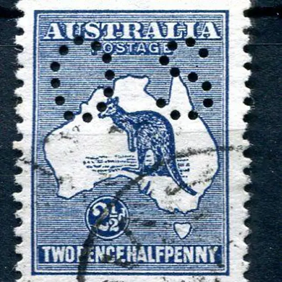 2½d light bluish-indigo perfined small "OS" Fine ...