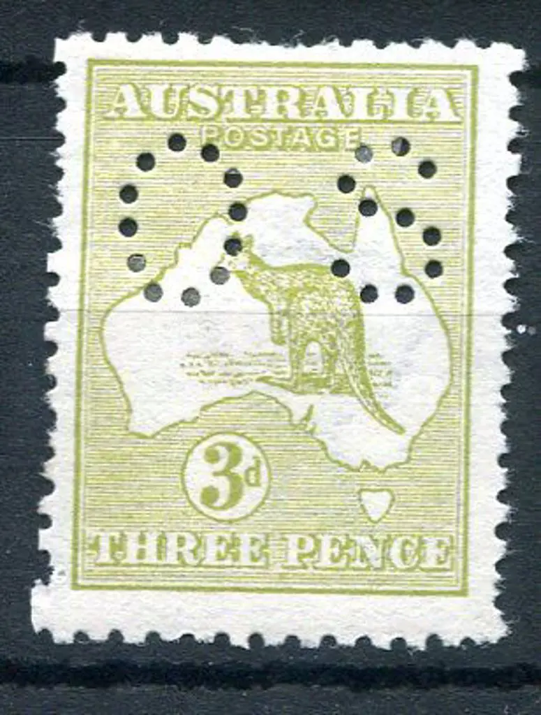 3d pale olive-green Die I perfined small "OS". ... Image 1++