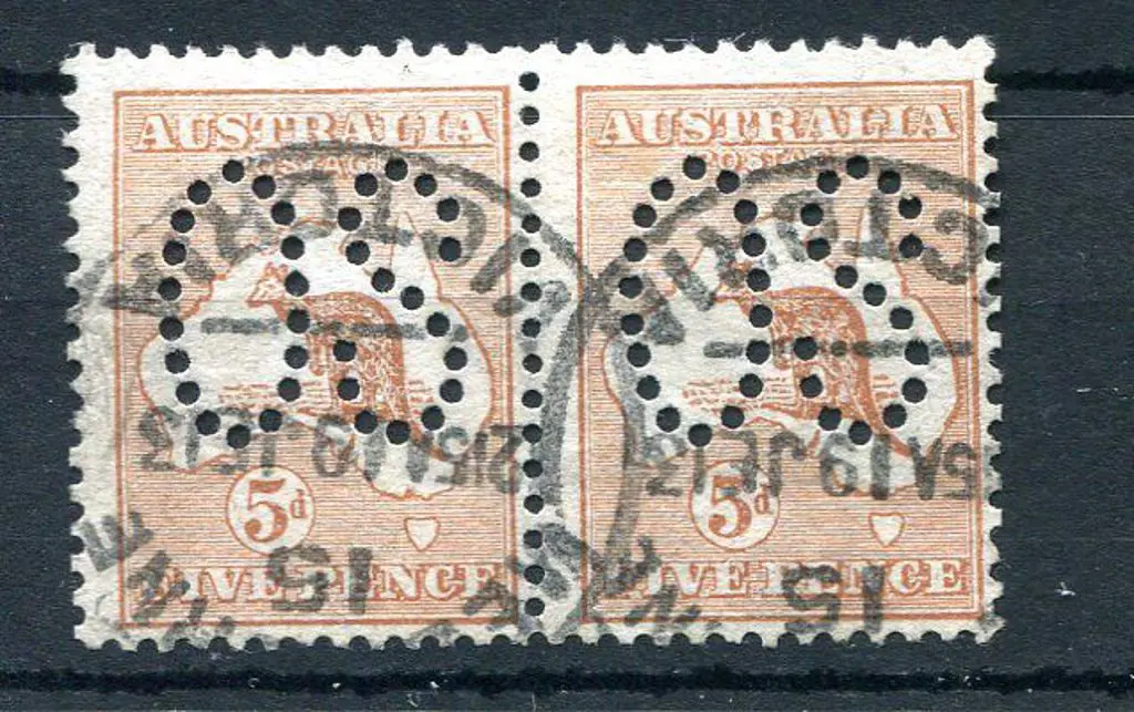 5d chestnut horiz pair perfined large "OS" with ... Image 1++