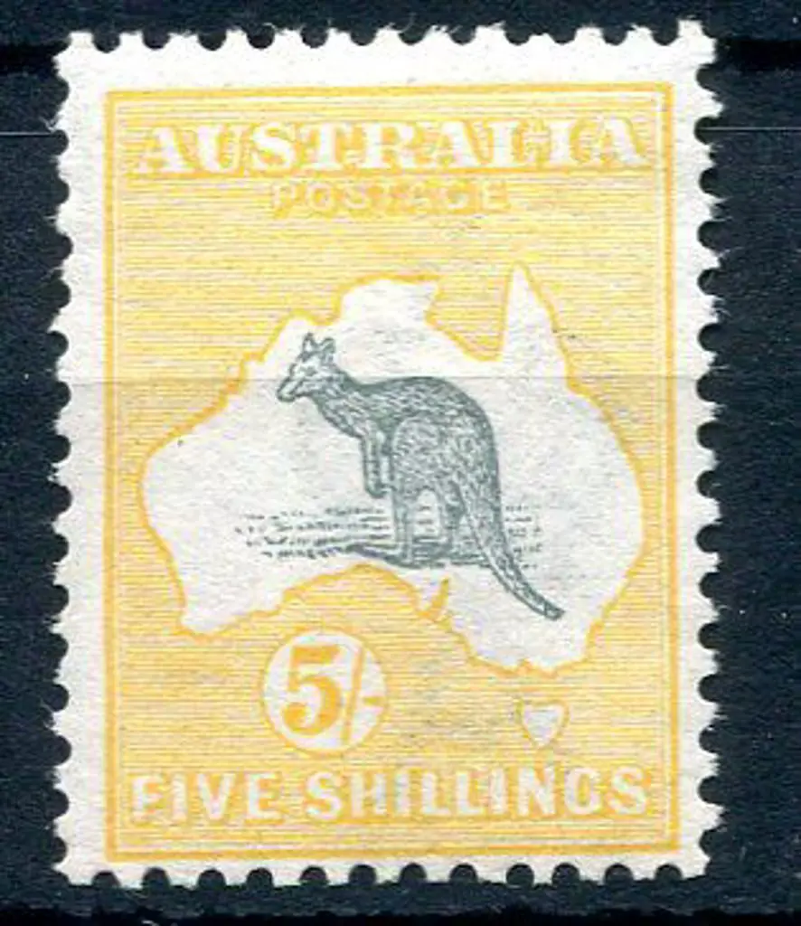 5/- grey & yellow. MLH, centred bottom right. ACSC ... Image 1++