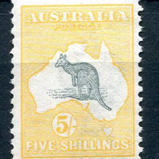 5/- grey & yellow. MLH, centred bottom right. ACSC ...