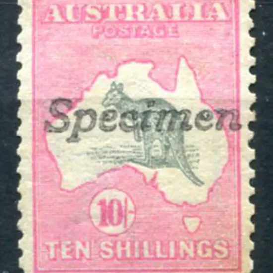 10/- grey & pink handstamped "Specimen" type A. ...