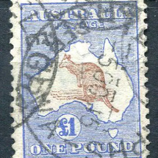 £1 red-brown & blue used with overlapping 1915 ...