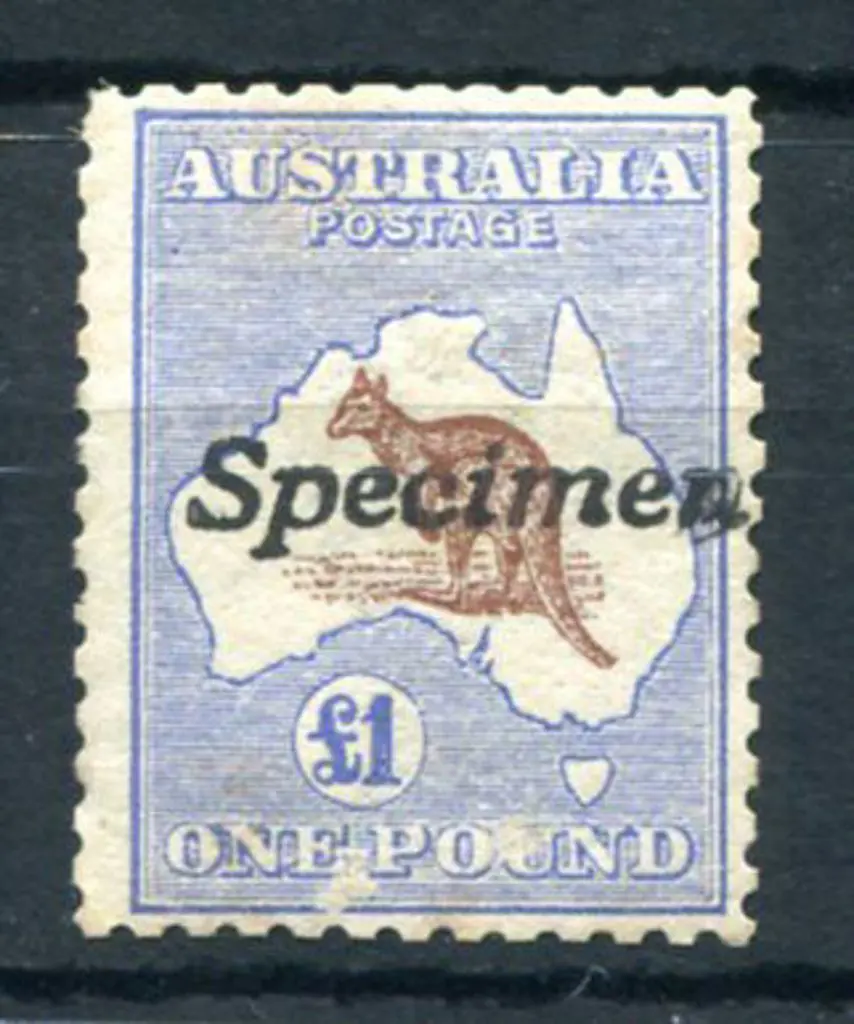 £1 red-brown & blue handstamped "Specimen". MLH ... Image 1++