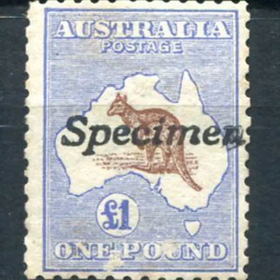 £1 red-brown & blue handstamped "Specimen". MLH ...