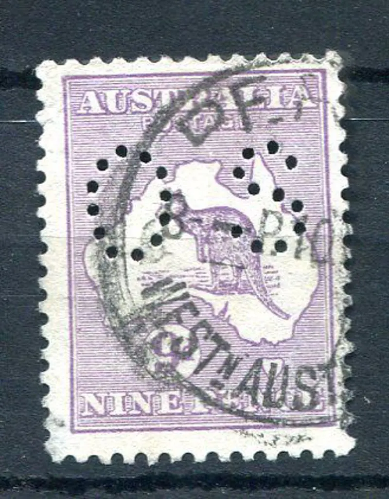 9d pale violet perfined "OS". Used with Perth cds. ... Image 1++