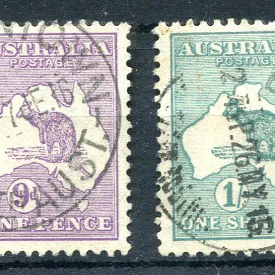 9d violet & 1/- green. Both fine used & well ...