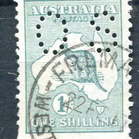 1/- green perfined small "OS". Fine used with ...