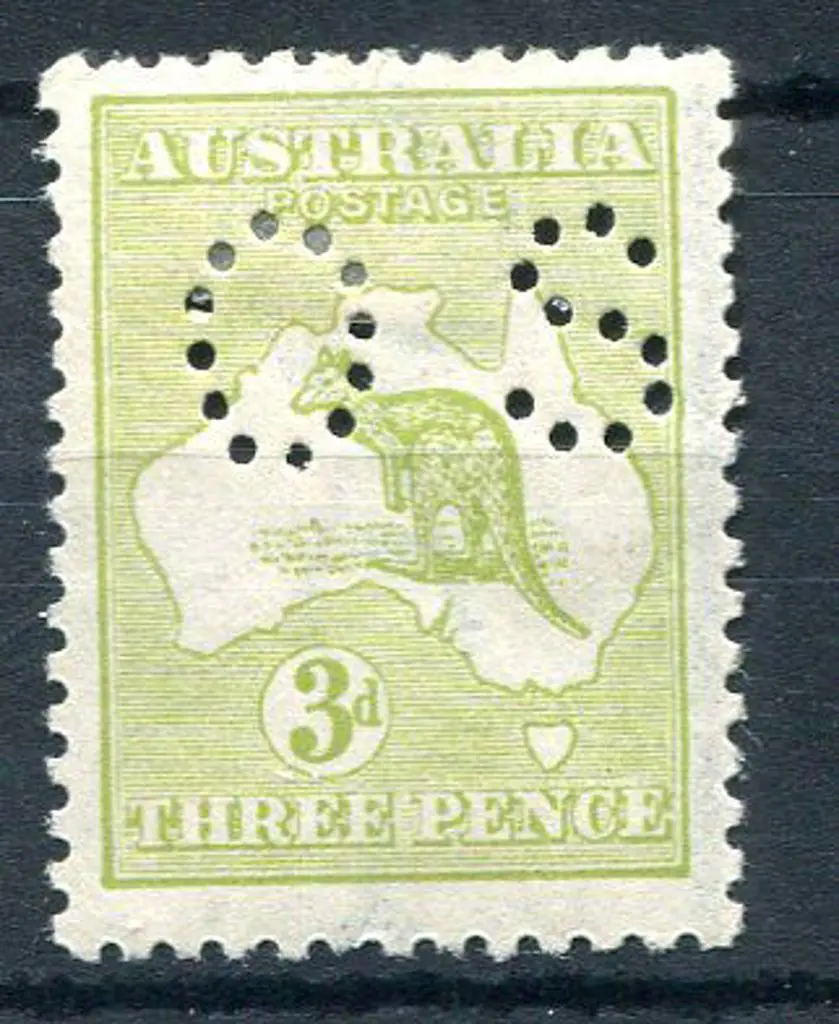 3d pale olive-green Die IIB & perfined "OS". Fresh ... Image 1++